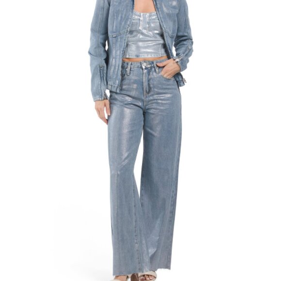 NEW BLANK NYC Stretch Metallic Coated Bustier Top Silver Multi for women 462mn - Picture 4 of 4